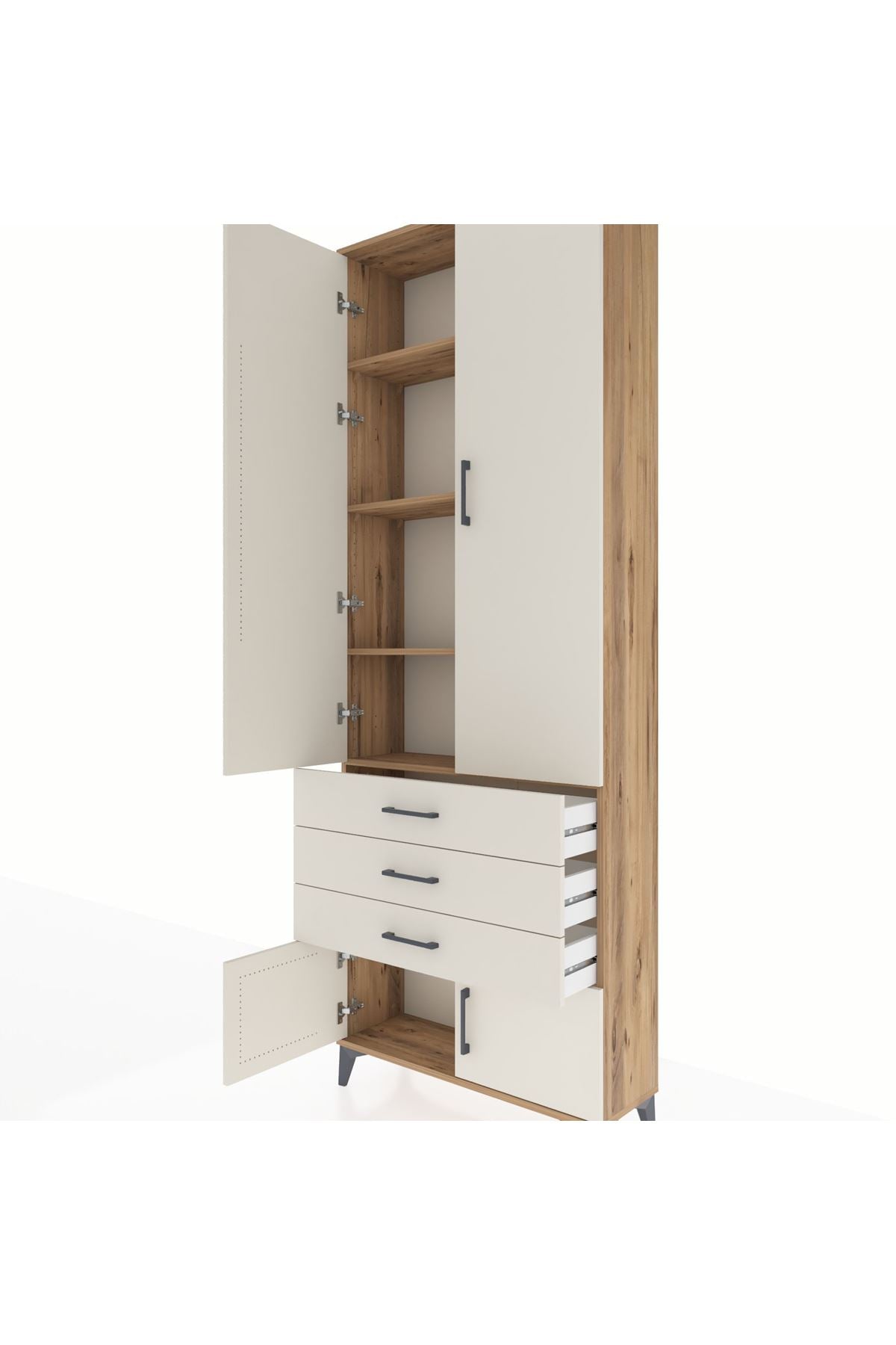 Arges Dolap 4 Raflı 3 Çekmeceli 4 Kapaklı 88x30x243 - S33M265V7A