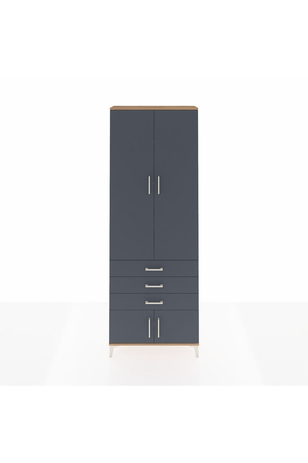 Arges Dolap 4 Raflı 3 Çekmeceli 4 Kapaklı 88x30x243 - S33M265V8A