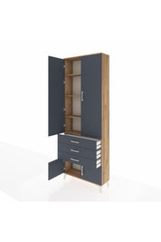 Arges Dolap 4 Raflı 3 Çekmeceli 4 Kapaklı 88x30x243 - S33M265V8A