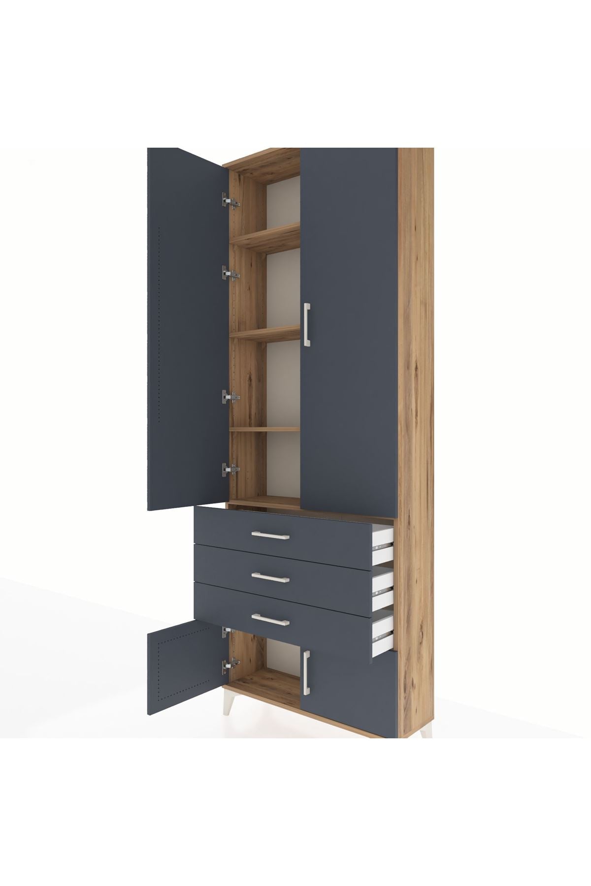 Arges Dolap 4 Raflı 3 Çekmeceli 4 Kapaklı 88x30x243 - S33M265V8A