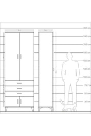 Arges Dolap 4 Raflı 3 Çekmeceli 4 Kapaklı 88x30x243 - S33M265V8A