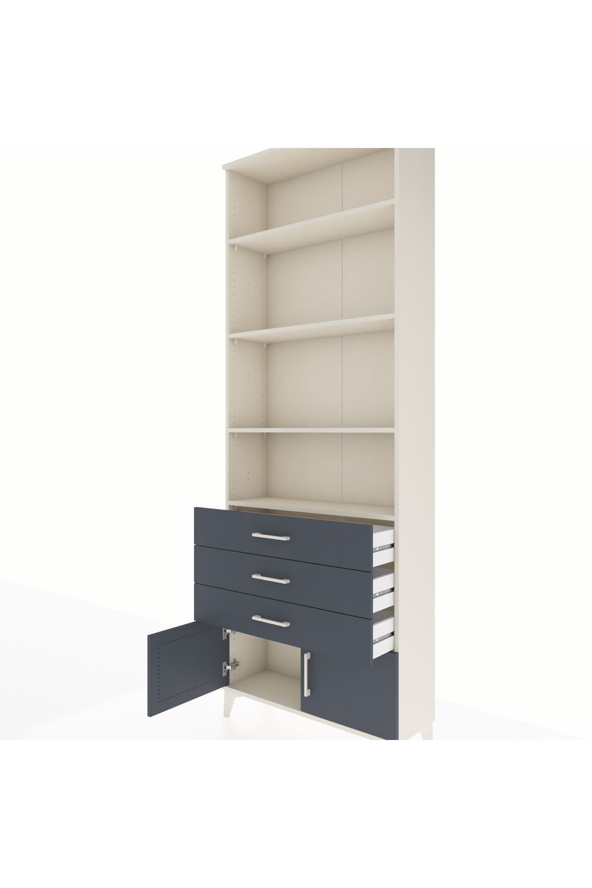 Arges Dolap 4 Raflı 3 Çekmeceli 2 Kapaklı 88x30x243 - S33M266V2A