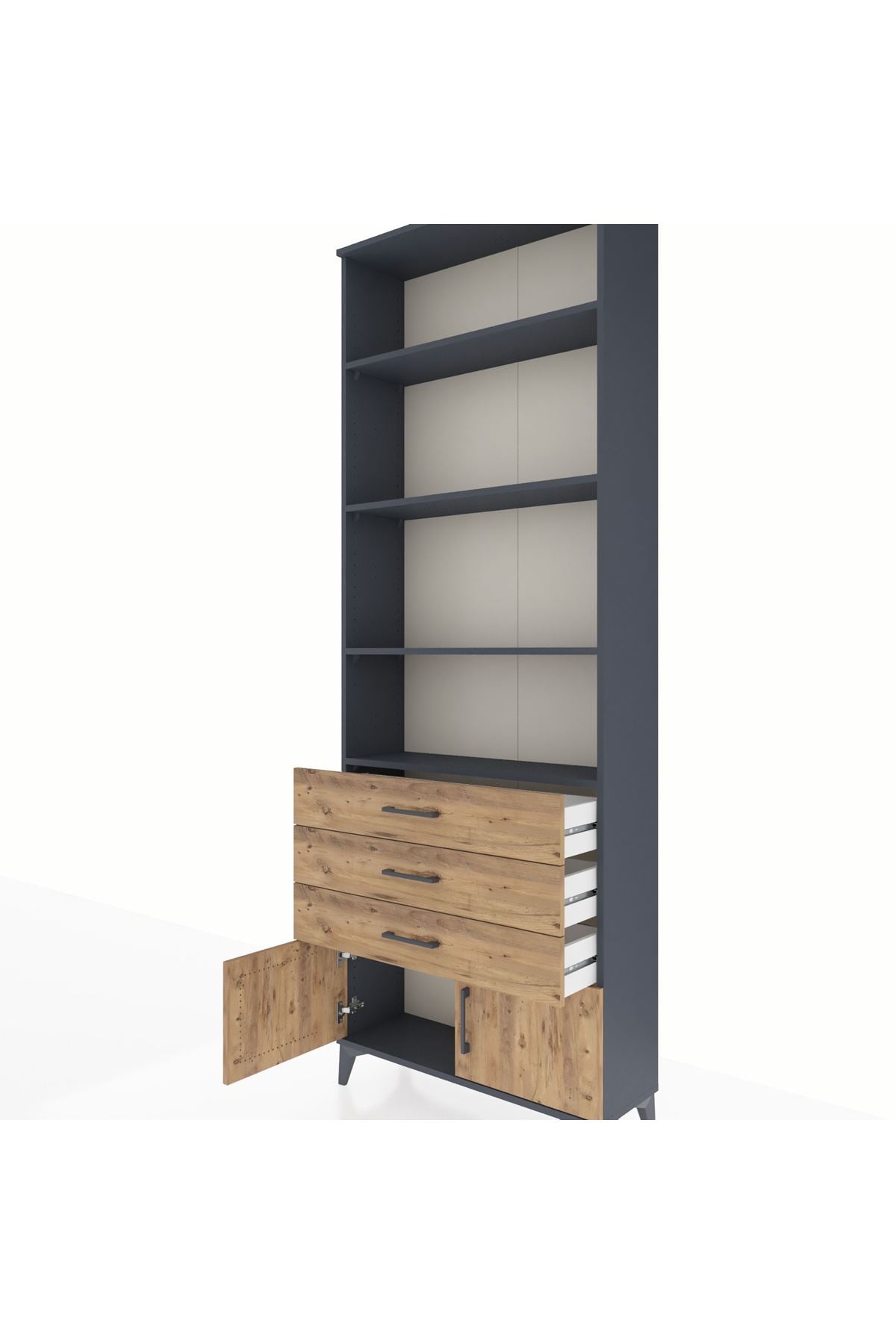 Arges Dolap 4 Raflı 3 Çekmeceli 2 Kapaklı 88x30x243 - S33M266V6A