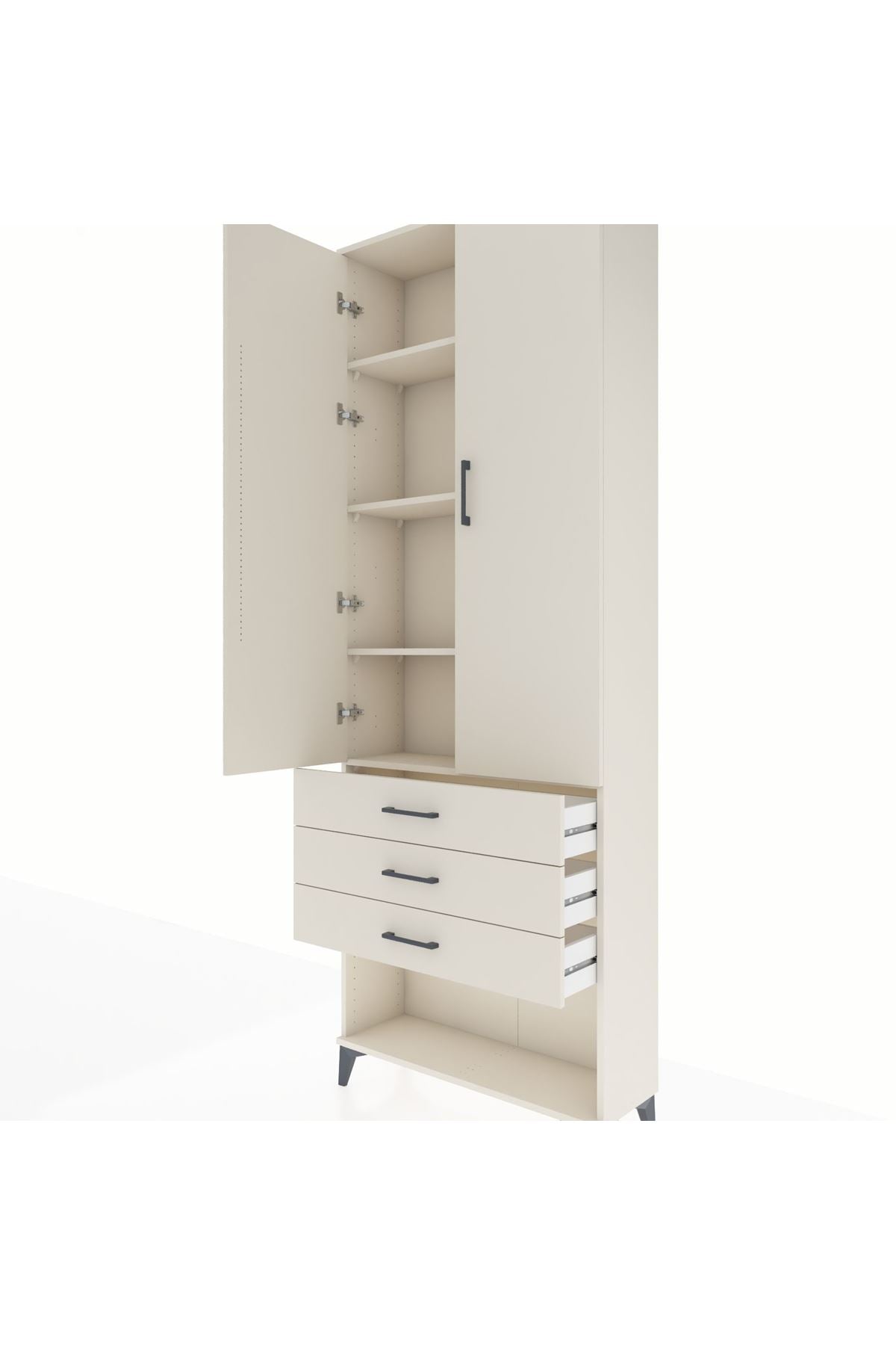Arges Dolap 4 Raflı 3 Çekmeceli 2 Kapaklı 88x30x243 - S33M267V1A