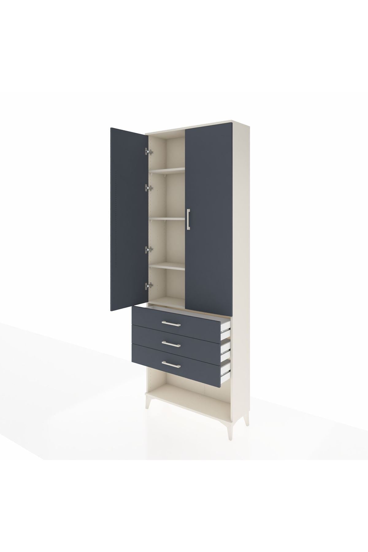 Arges Dolap 4 Raflı 3 Çekmeceli 2 Kapaklı 88x30x243 - S33M267V2A