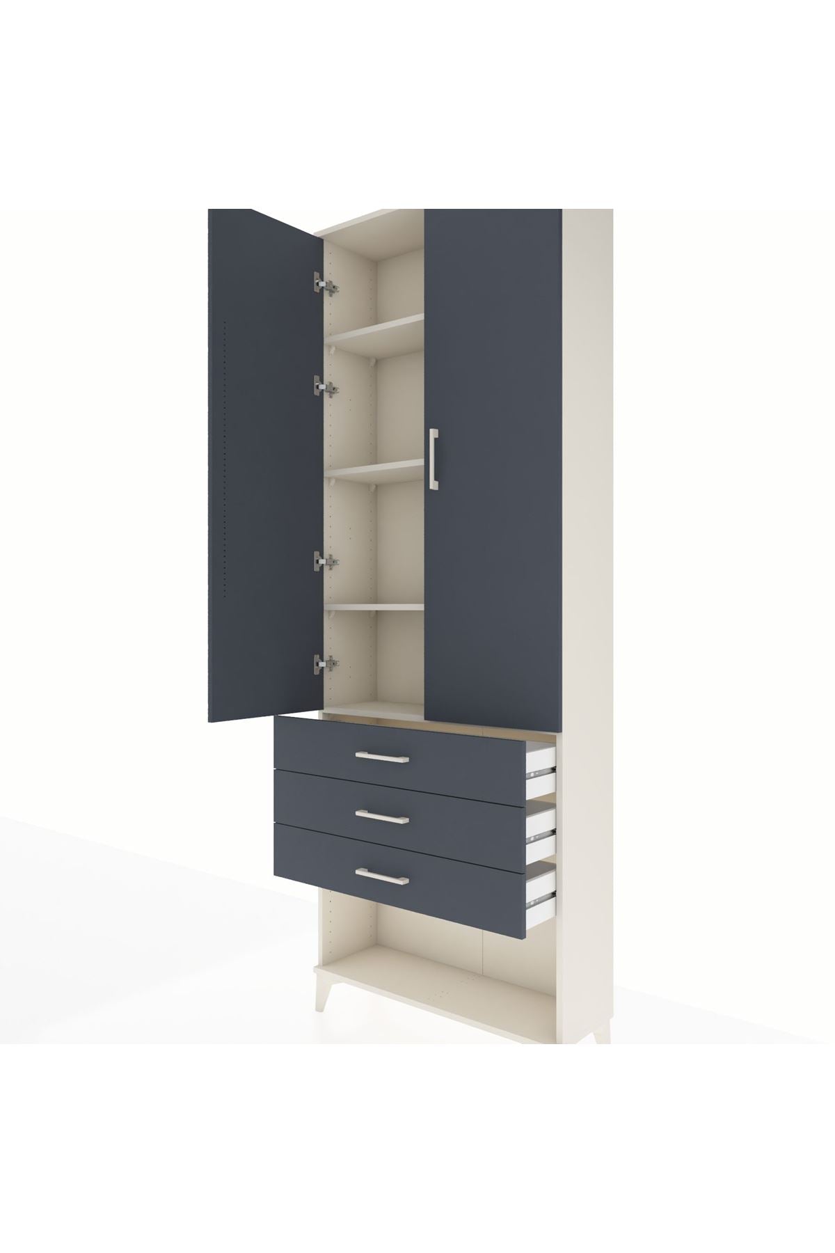 Arges Dolap 4 Raflı 3 Çekmeceli 2 Kapaklı 88x30x243 - S33M267V2A