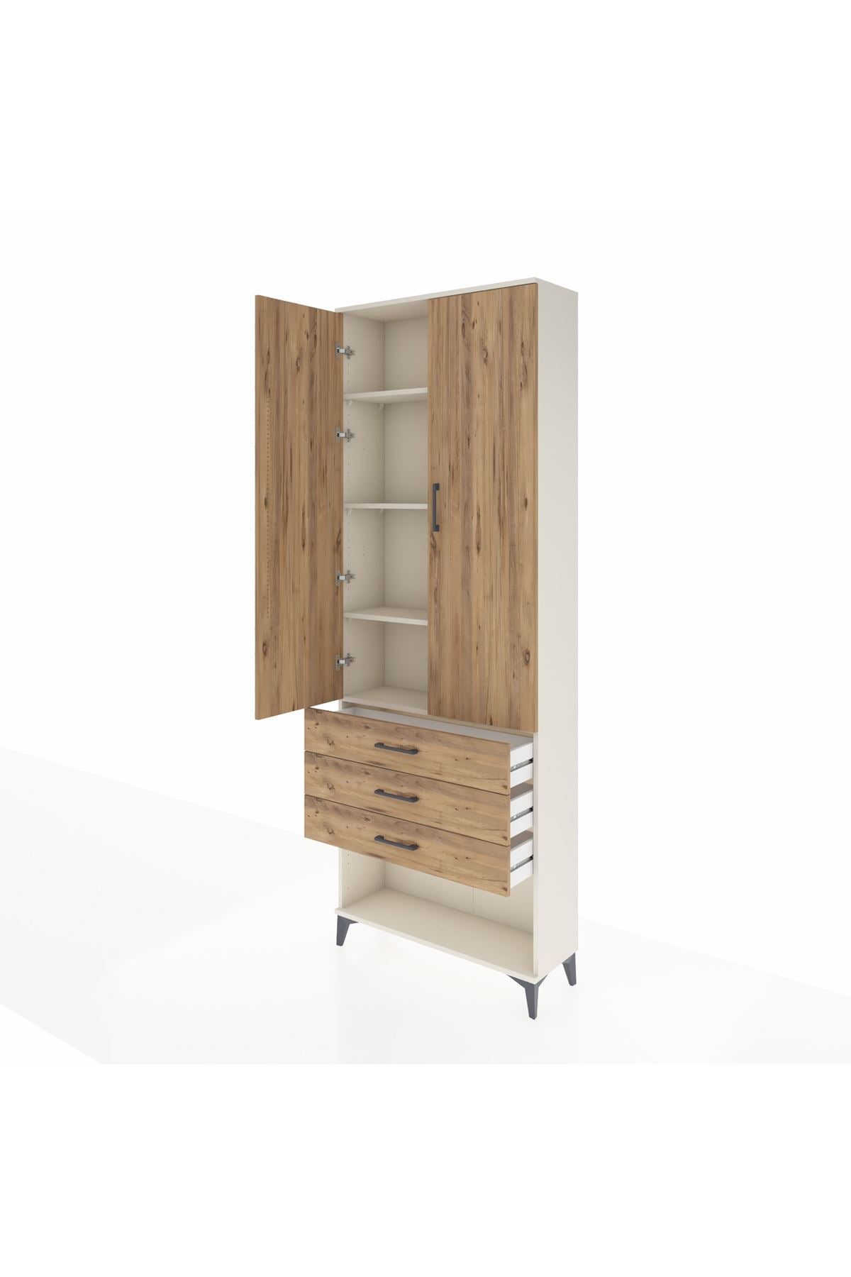 Arges Dolap 4 Raflı 3 Çekmeceli 2 Kapaklı 88x30x243 - S33M267V3A