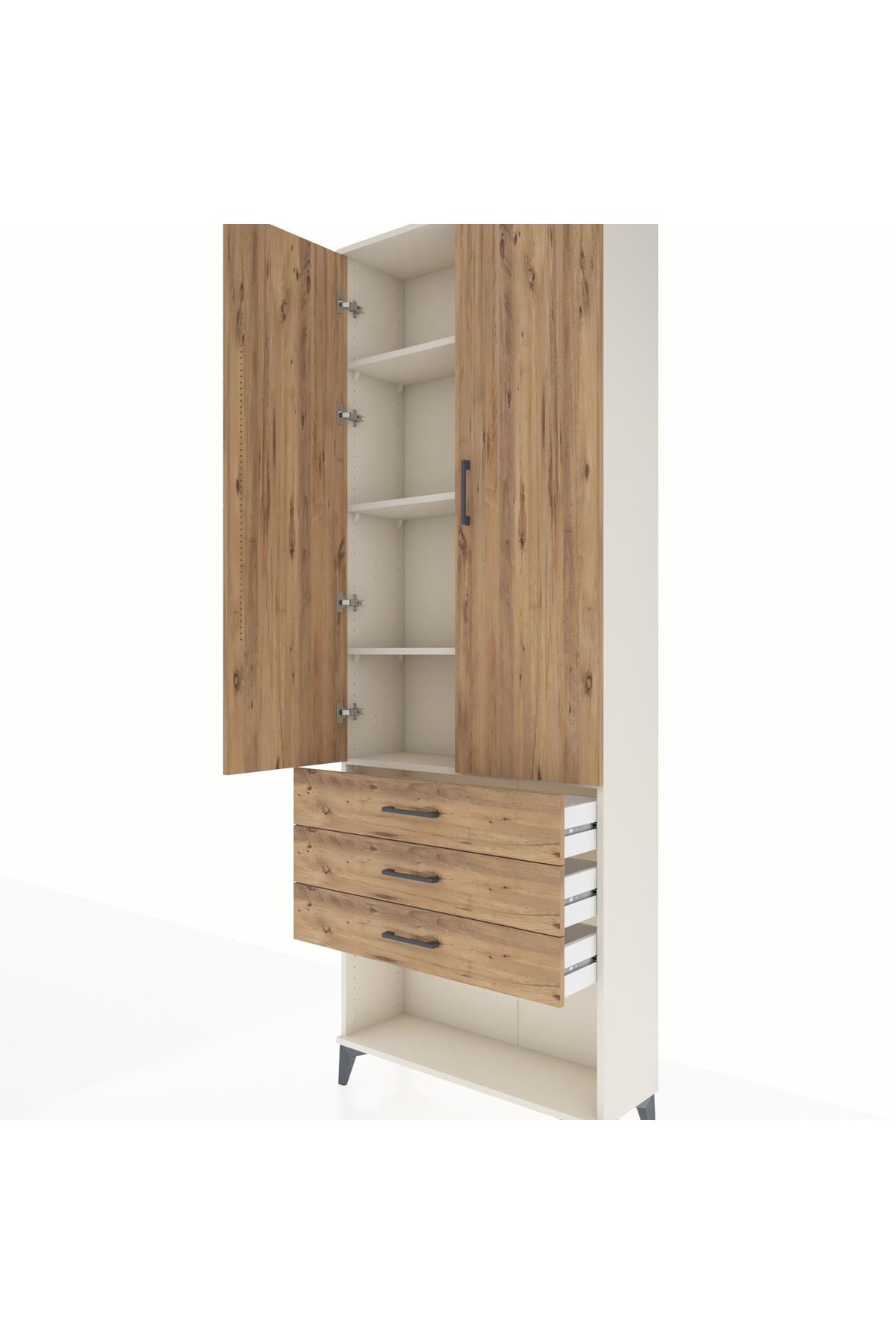 Arges Dolap 4 Raflı 3 Çekmeceli 2 Kapaklı 88x30x243 - S33M267V3A
