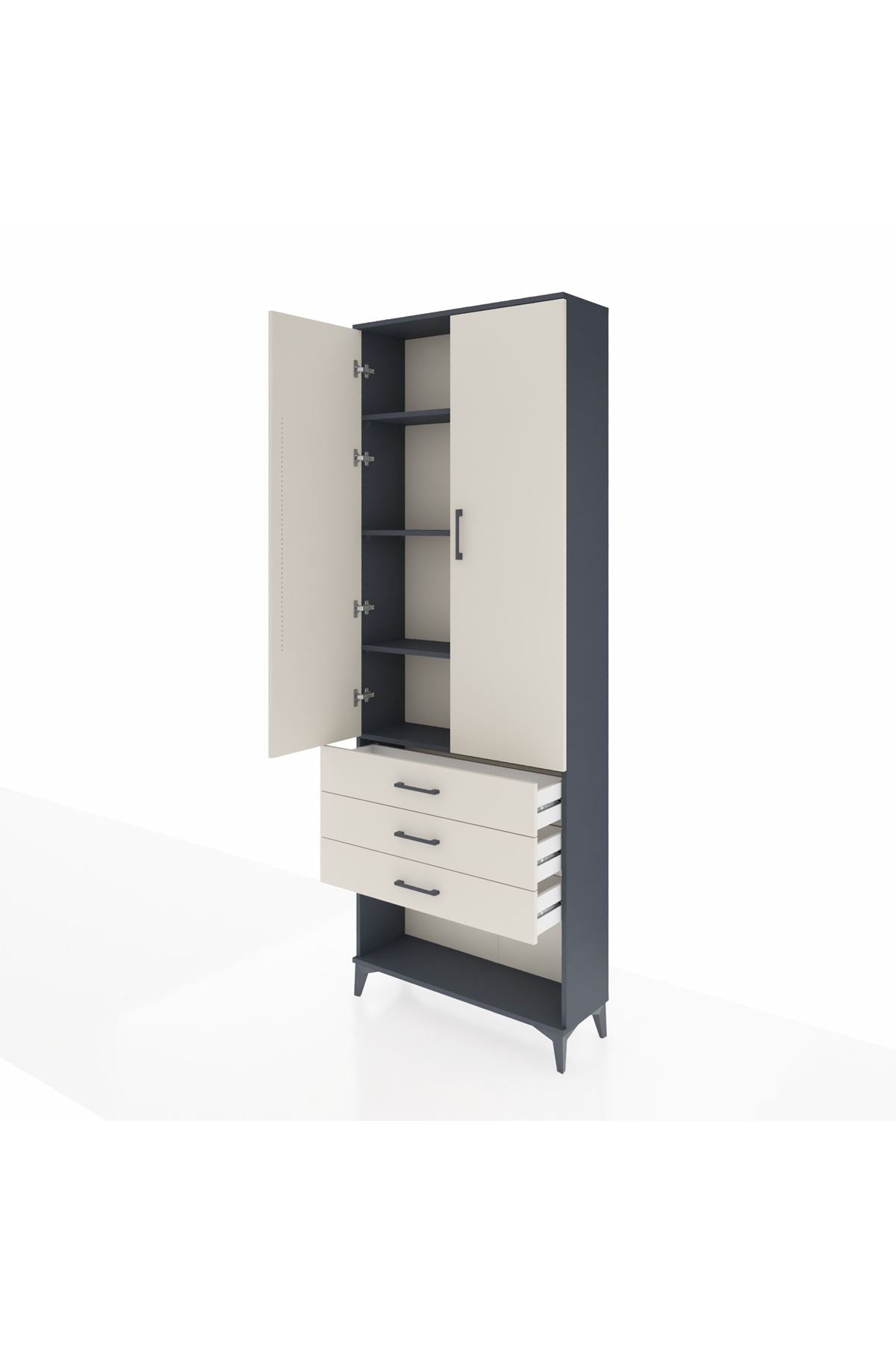 Arges Dolap 4 Raflı 3 Çekmeceli 2 Kapaklı 88x30x243 - S33M267V4A