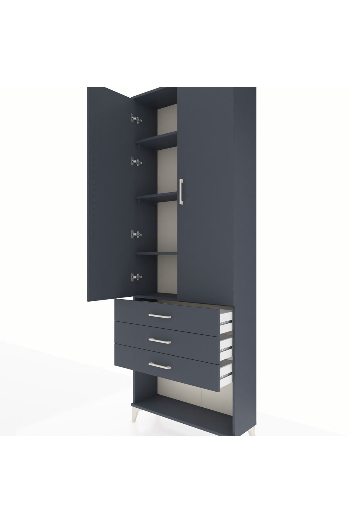 Arges Dolap 4 Raflı 3 Çekmeceli 2 Kapaklı 88x30x243 - S33M267V5A