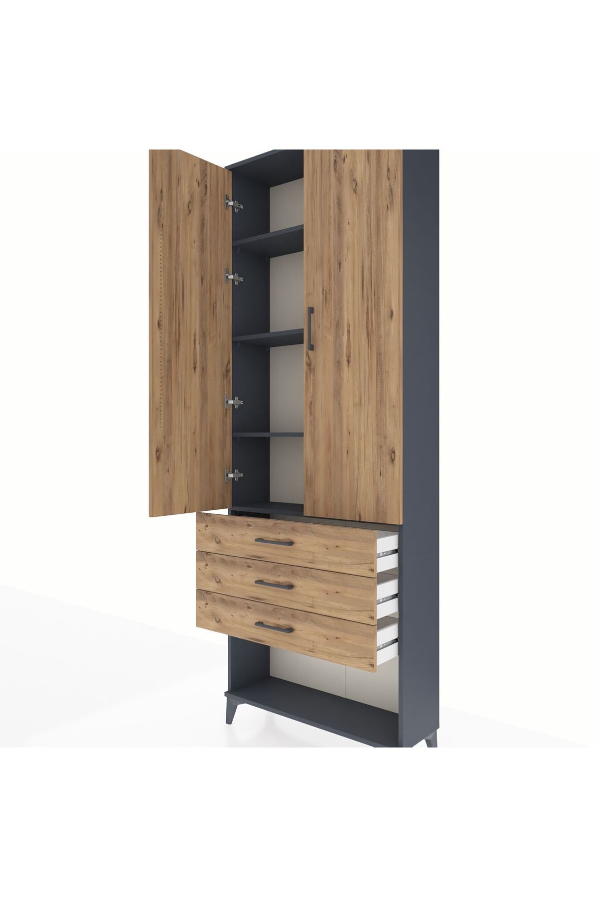 Arges Dolap 4 Raflı 3 Çekmeceli 2 Kapaklı 88x30x243 - S33M267V6A