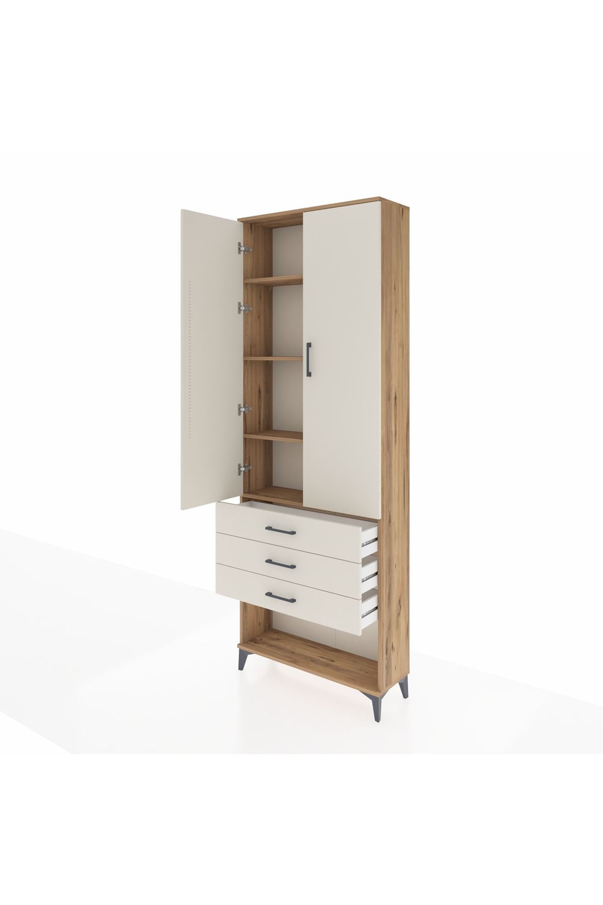 Arges Dolap 4 Raflı 3 Çekmeceli 2 Kapaklı 88x30x243 - S33M267V7A