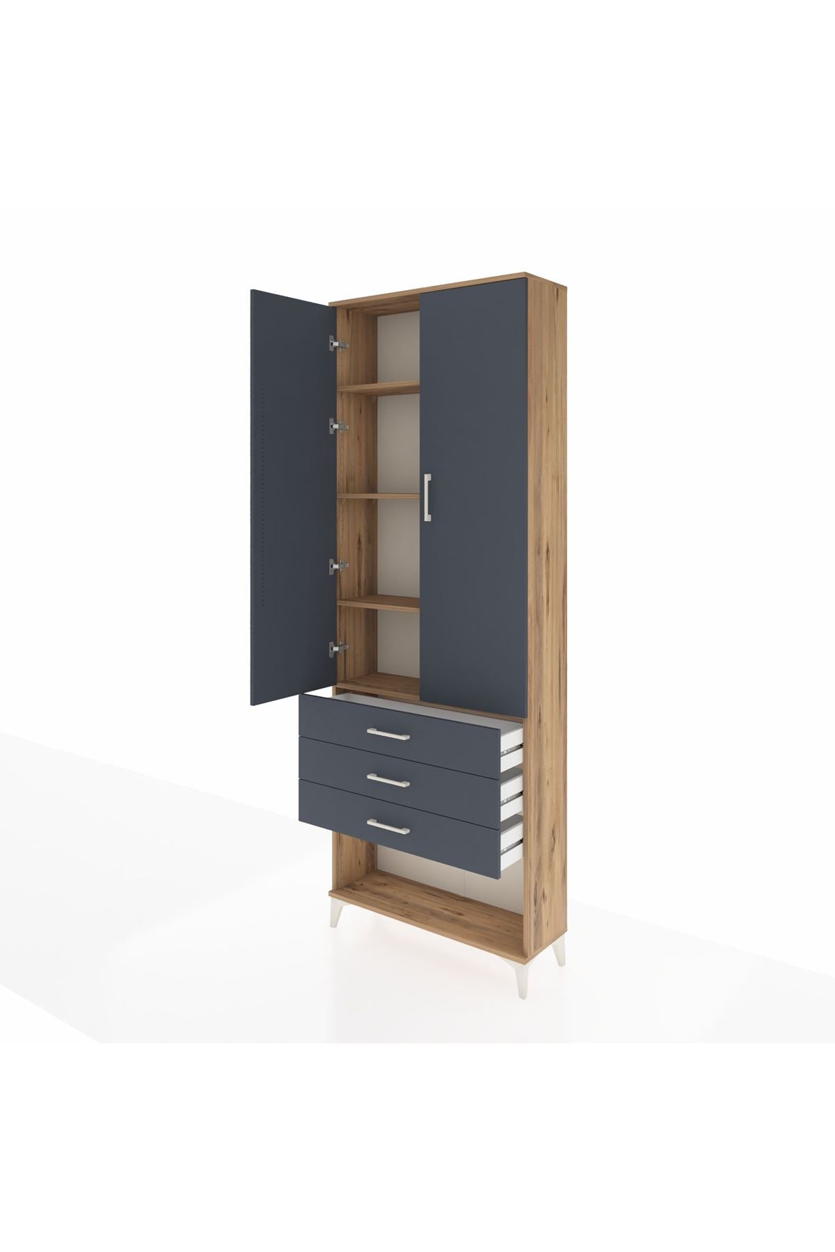 Arges Dolap 4 Raflı 3 Çekmeceli 2 Kapaklı 88x30x243 - S33M267V8A