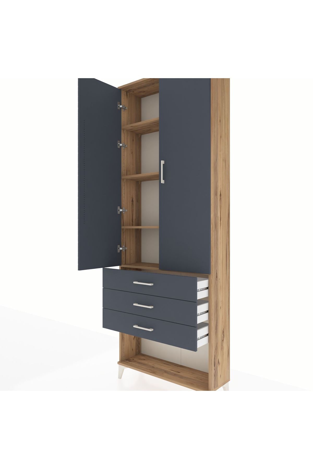 Arges Dolap 4 Raflı 3 Çekmeceli 2 Kapaklı 88x30x243 - S33M267V8A