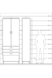 Arges Dolap 4 Raflı 3 Çekmeceli 2 Kapaklı 88x30x243 - S33M267V8A