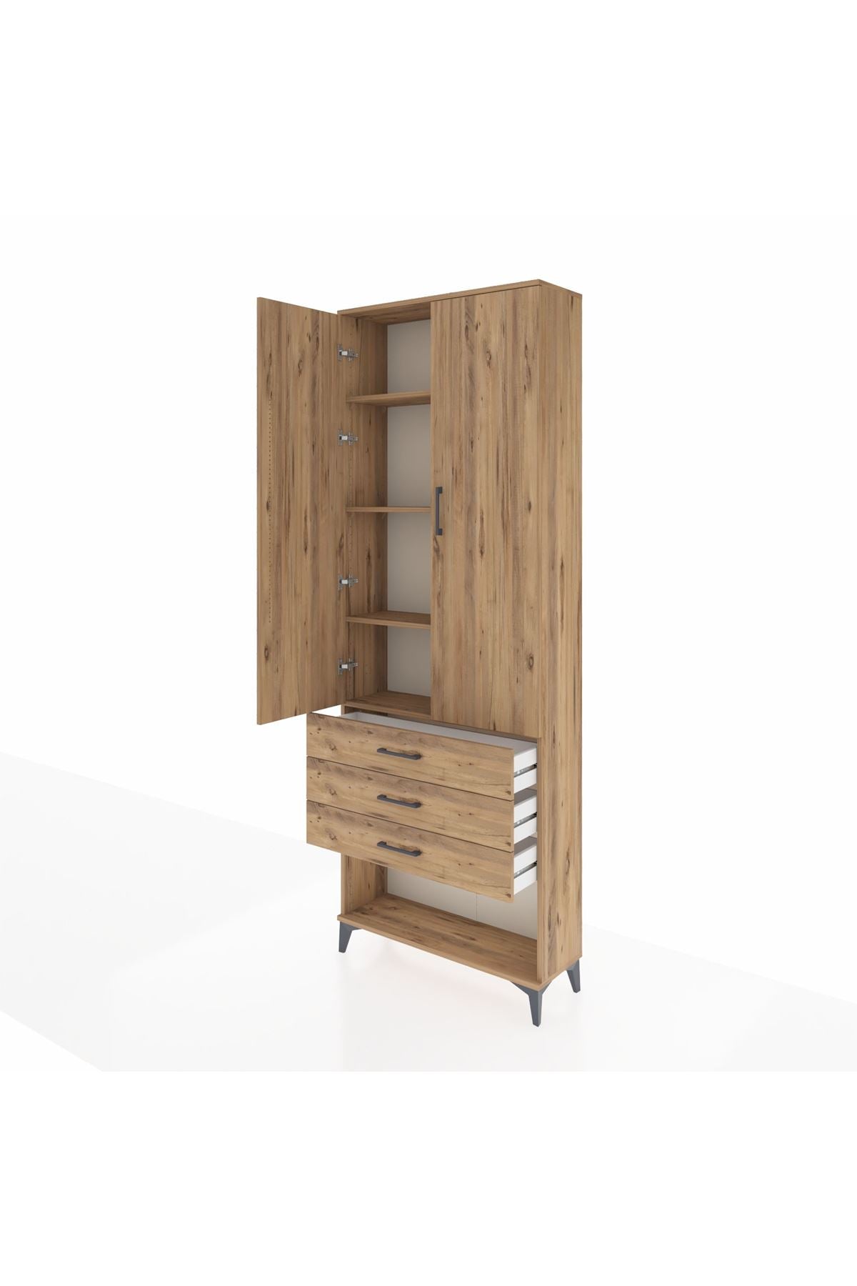Arges Dolap 4 Raflı 3 Çekmeceli 2 Kapaklı 88x30x243 - S33M267V9A