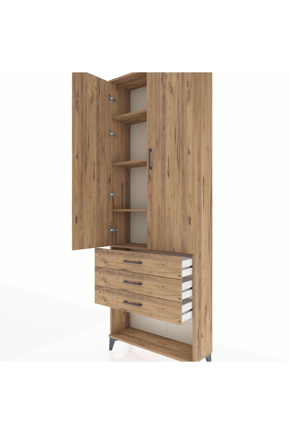 Arges Dolap 4 Raflı 3 Çekmeceli 2 Kapaklı 88x30x243 - S33M267V9A