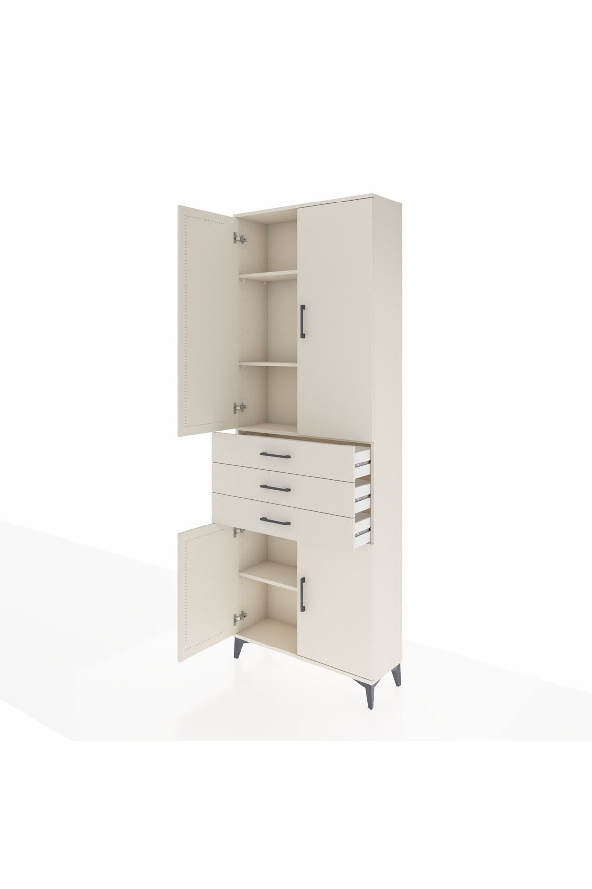 Arges Dolap 4 Raflı 3 Çekmeceli 4 Kapaklı 88x30x243 - S33M269V1A