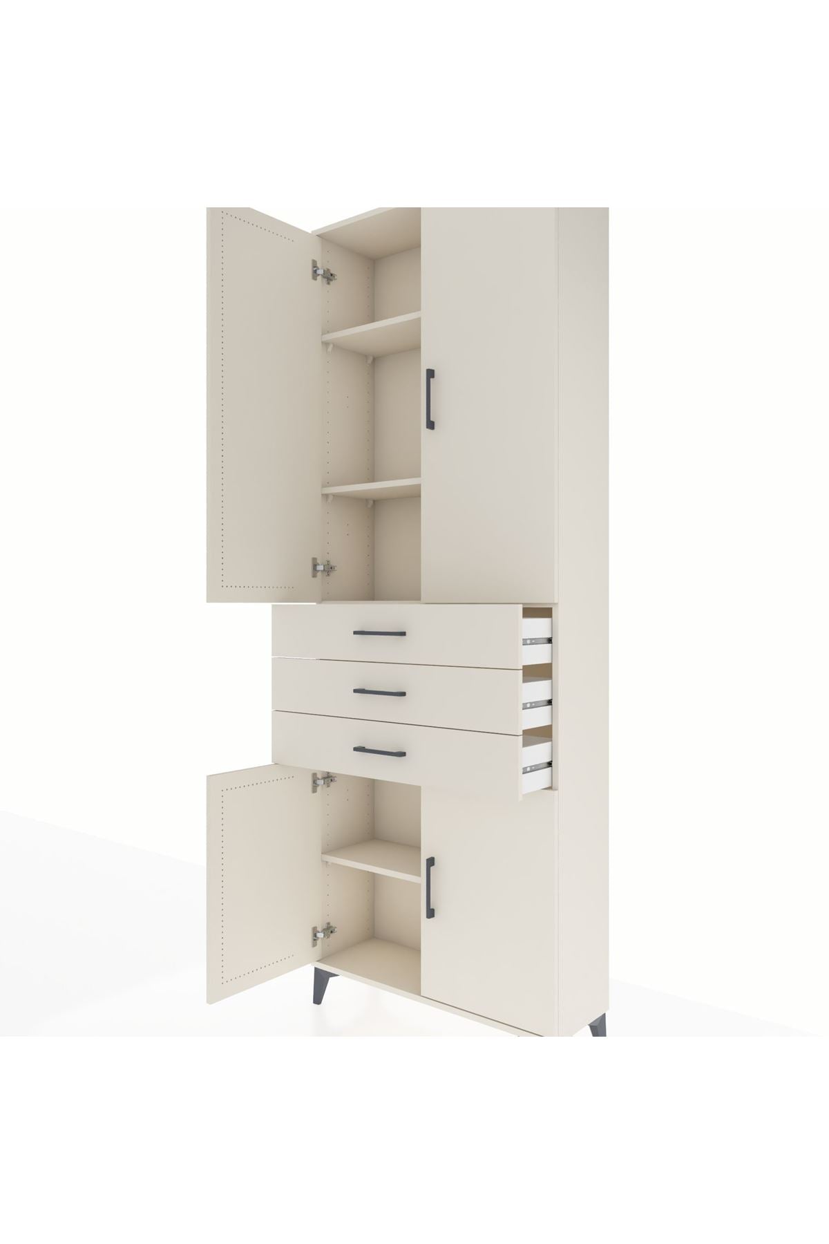 Arges Dolap 4 Raflı 3 Çekmeceli 4 Kapaklı 88x30x243 - S33M269V1A
