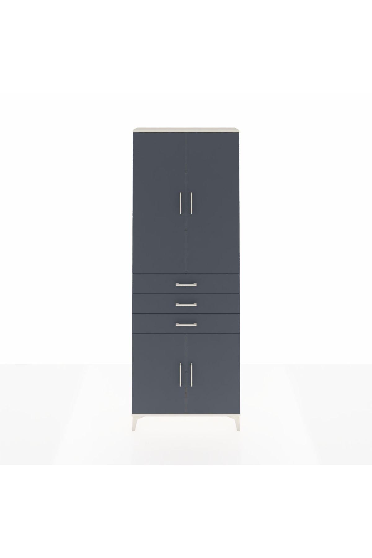 Arges Dolap 4 Raflı 3 Çekmeceli 4 Kapaklı 88x30x243 - S33M269V2A