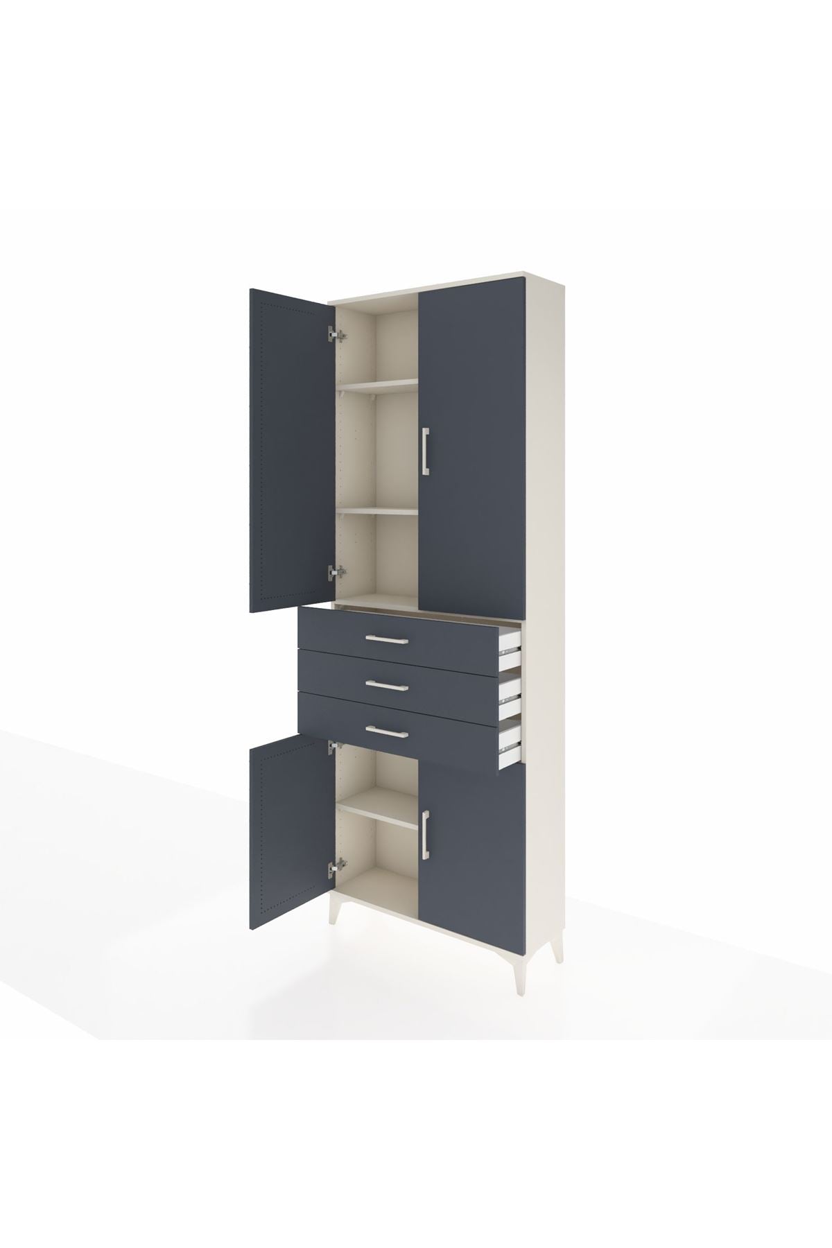 Arges Dolap 4 Raflı 3 Çekmeceli 4 Kapaklı 88x30x243 - S33M269V2A
