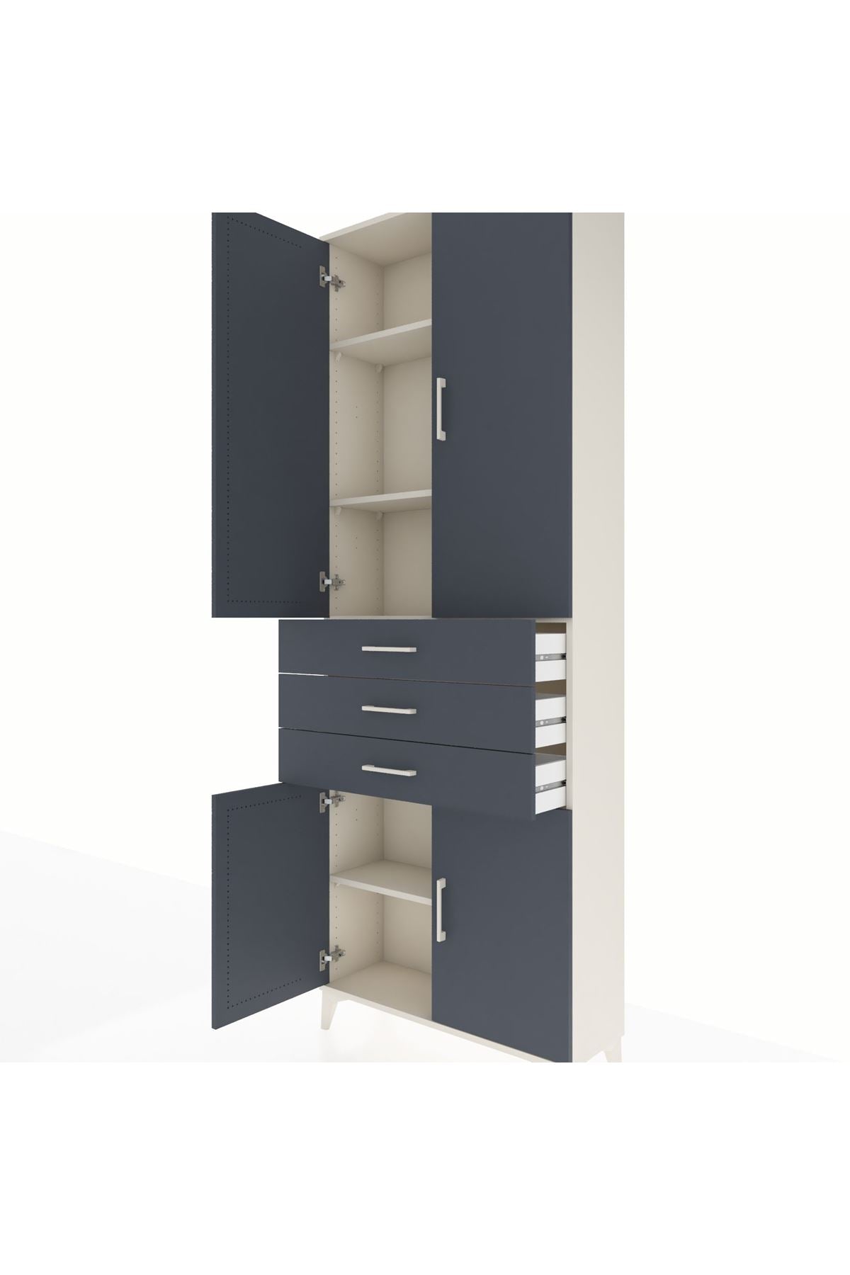 Arges Dolap 4 Raflı 3 Çekmeceli 4 Kapaklı 88x30x243 - S33M269V2A