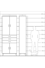 Arges Dolap 4 Raflı 3 Çekmeceli 4 Kapaklı 88x30x243 - S33M269V2A