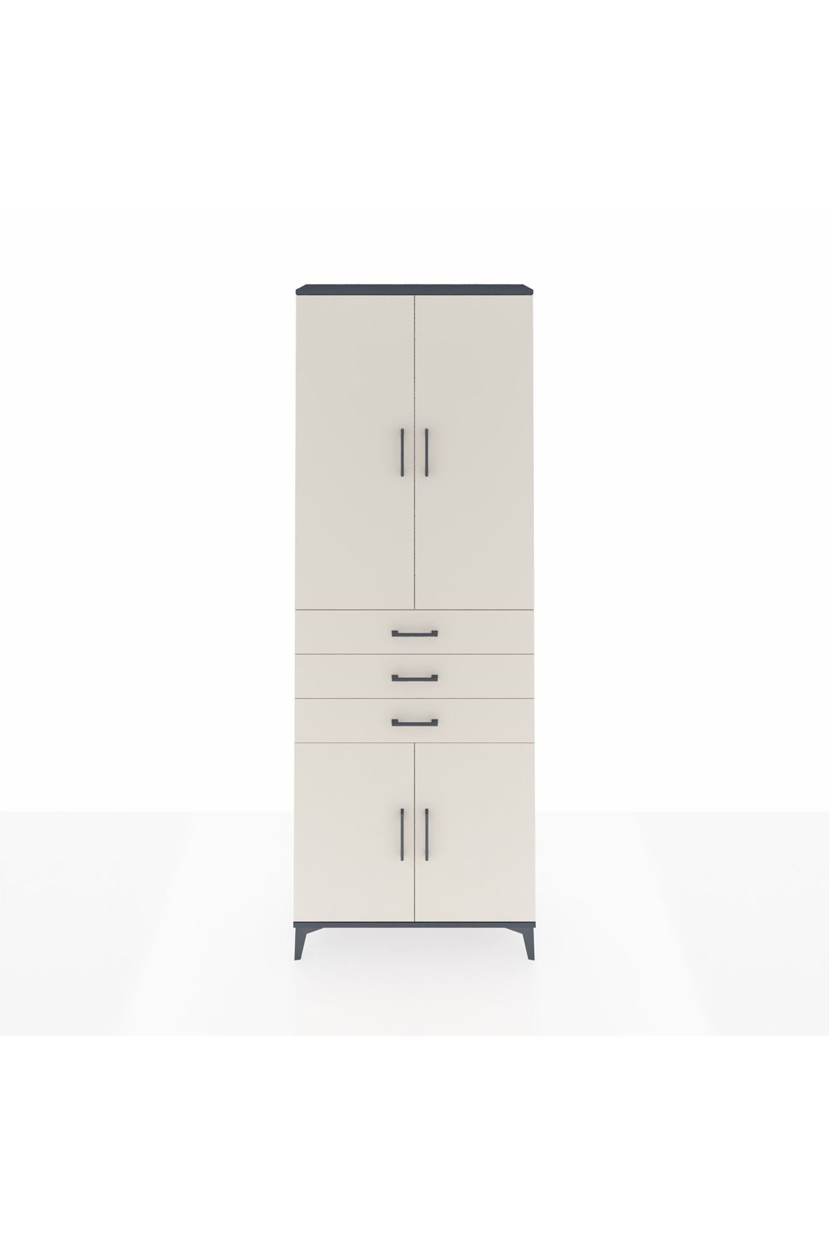 Arges Dolap 4 Raflı 3 Çekmeceli 4 Kapaklı 88x30x243 - S33M269V4A