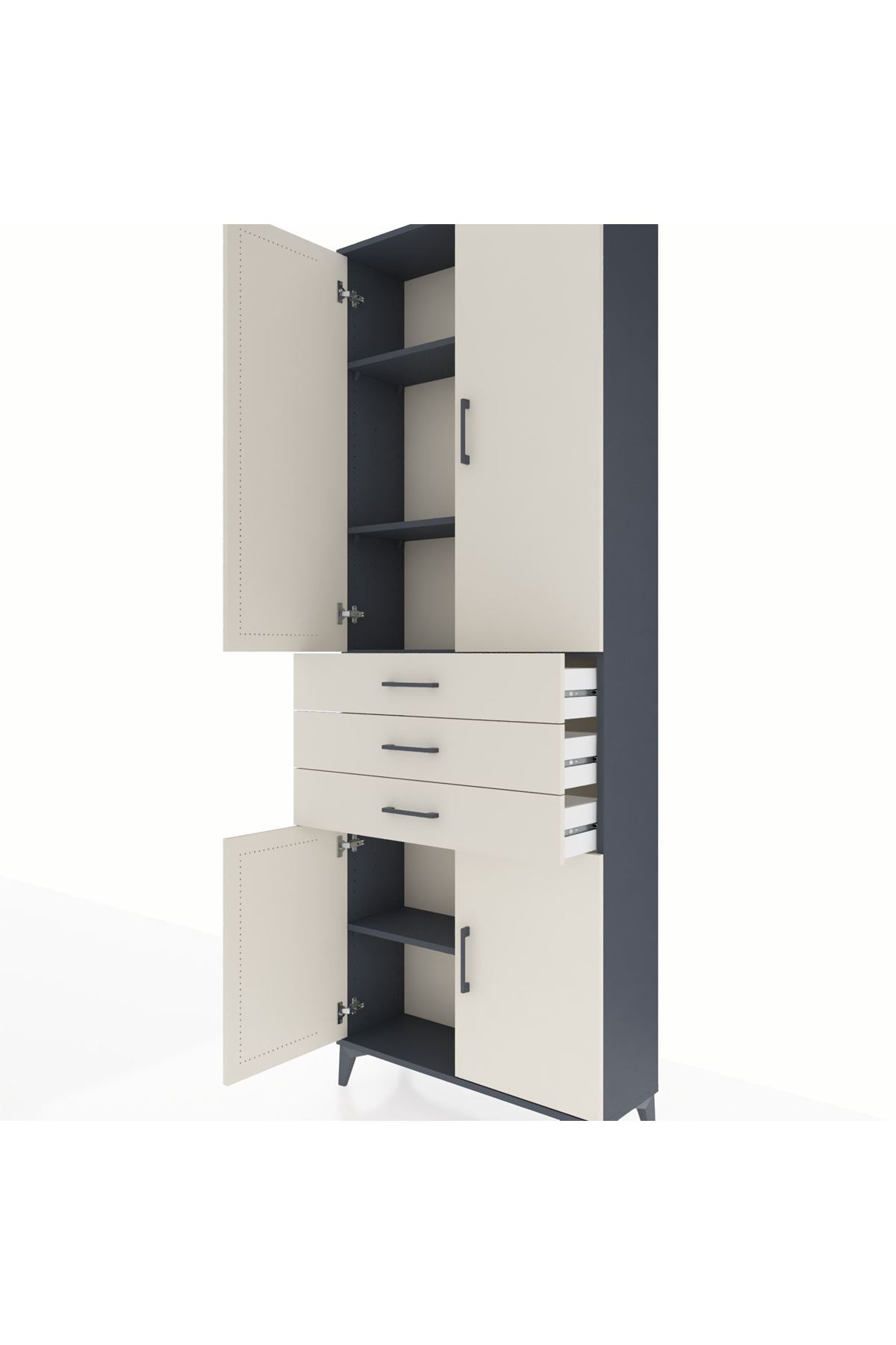 Arges Dolap 4 Raflı 3 Çekmeceli 4 Kapaklı 88x30x243 - S33M269V4A