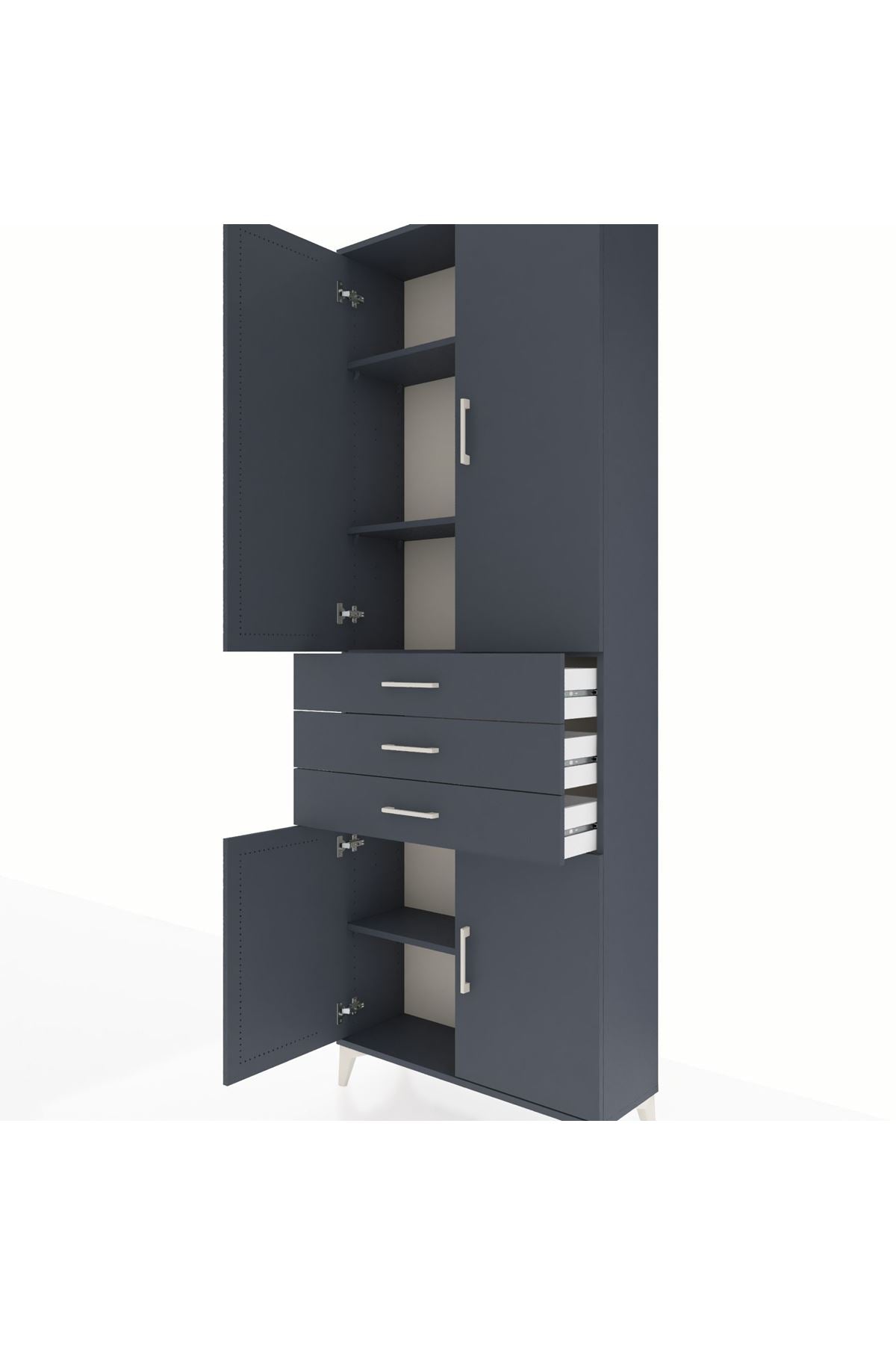 Arges Dolap 4 Raflı 3 Çekmeceli 4 Kapaklı 88x30x243 - S33M269V5A