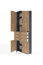 Arges Dolap 4 Raflı 3 Çekmeceli 4 Kapaklı 88x30x243 - S33M269V6A