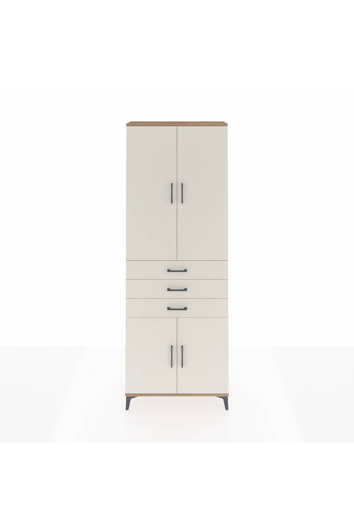 Arges Dolap 4 Raflı 3 Çekmeceli 4 Kapaklı 88x30x243 - S33M269V7A