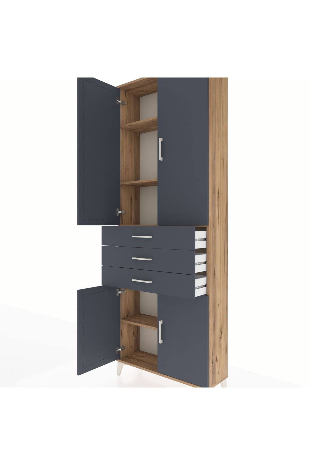 Arges Dolap 4 Raflı 3 Çekmeceli 4 Kapaklı 88x30x243 - S33M269V8A