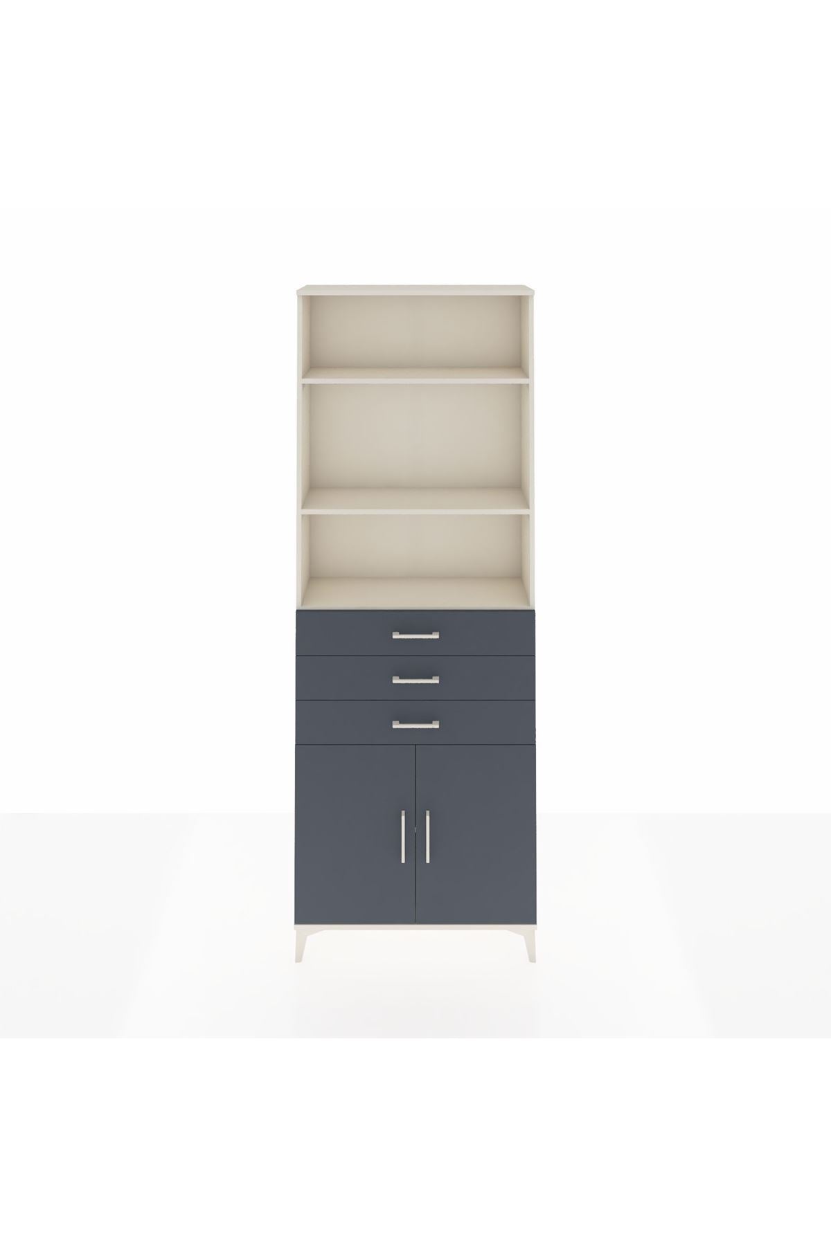 Arges Dolap 4 Raflı 3 Çekmeceli 2 Kapaklı 88x30x243 - S33M270V2A