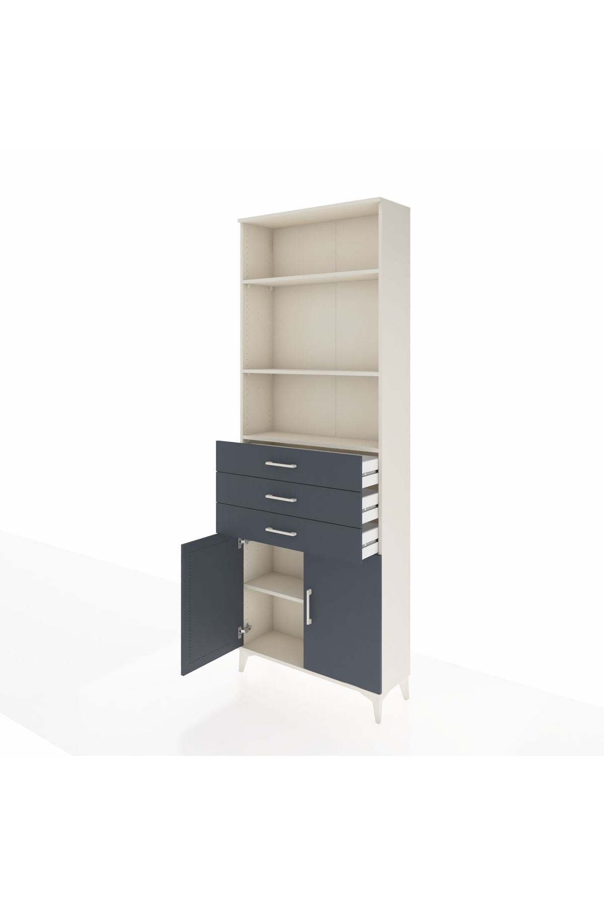 Arges Dolap 4 Raflı 3 Çekmeceli 2 Kapaklı 88x30x243 - S33M270V2A