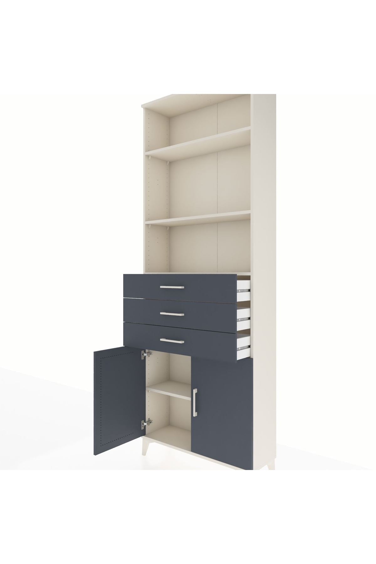 Arges Dolap 4 Raflı 3 Çekmeceli 2 Kapaklı 88x30x243 - S33M270V2A