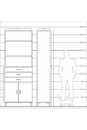 Arges Dolap 4 Raflı 3 Çekmeceli 2 Kapaklı 88x30x243 - S33M270V8A
