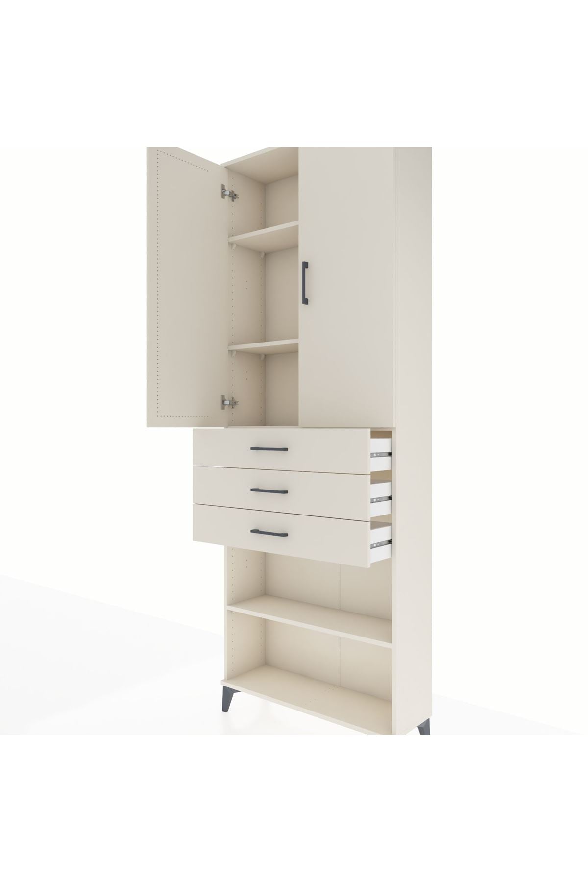 Arges Dolap 4 Raflı 3 Çekmeceli 2 Kapaklı 88x30x243 - S33M271V1A