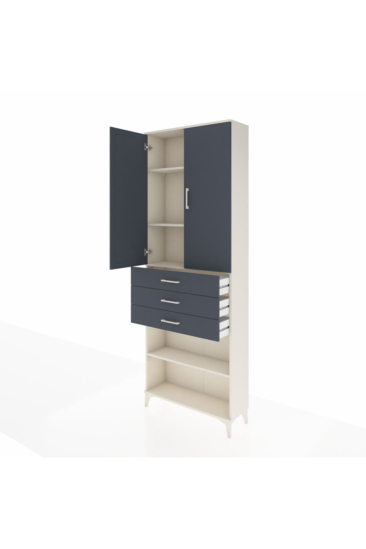 Arges Dolap 4 Raflı 3 Çekmeceli 2 Kapaklı 88x30x243 - S33M271V2A