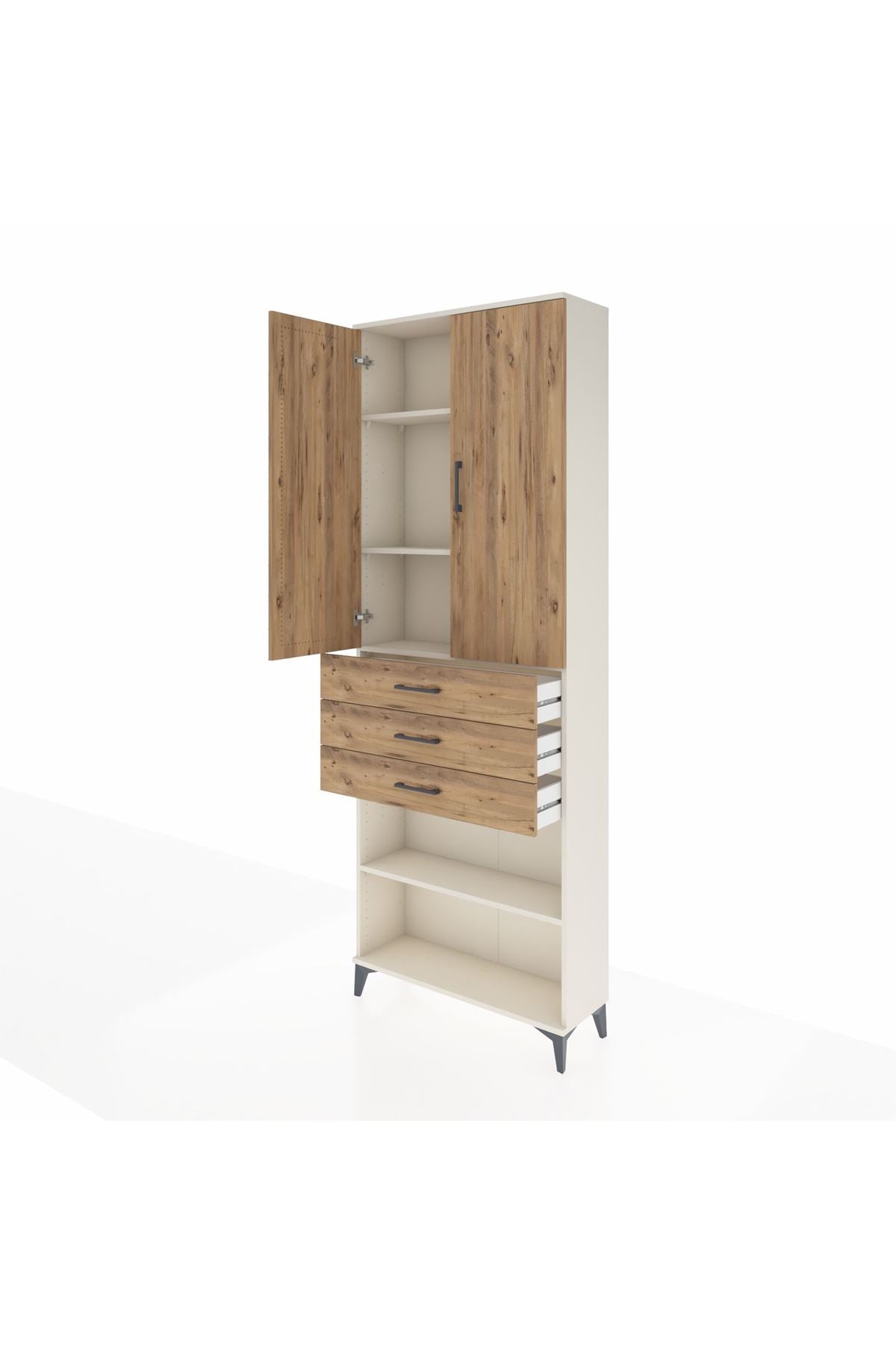 Arges Dolap 4 Raflı 3 Çekmeceli 2 Kapaklı 88x30x243 - S33M271V3A