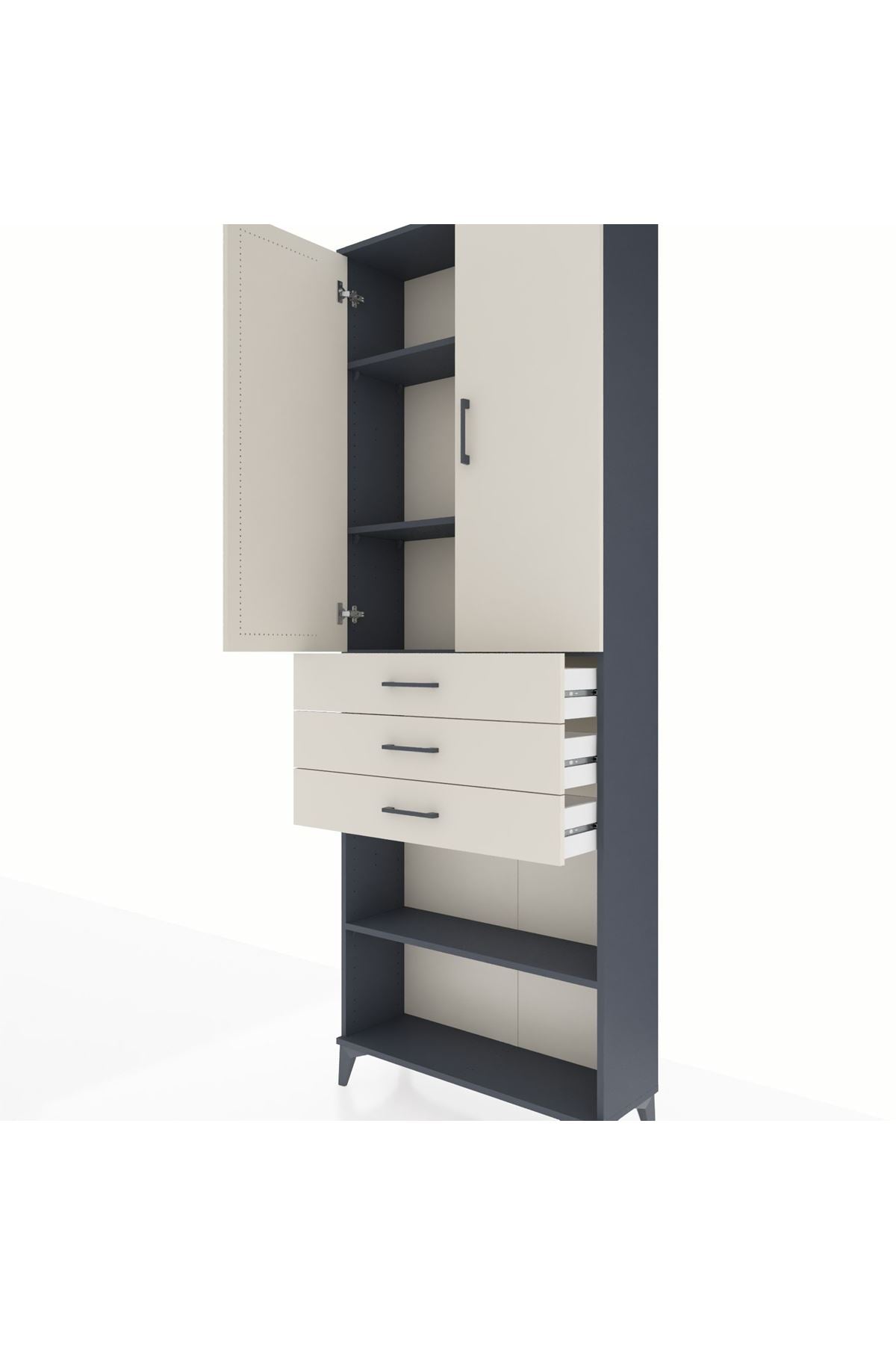 Arges Dolap 4 Raflı 3 Çekmeceli 2 Kapaklı 88x30x243 - S33M271V4A