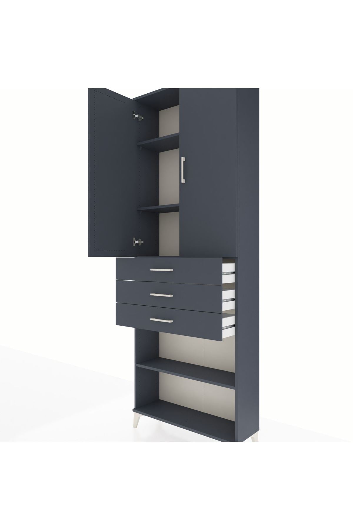 Arges Dolap 4 Raflı 3 Çekmeceli 2 Kapaklı 88x30x243 - S33M271V5A