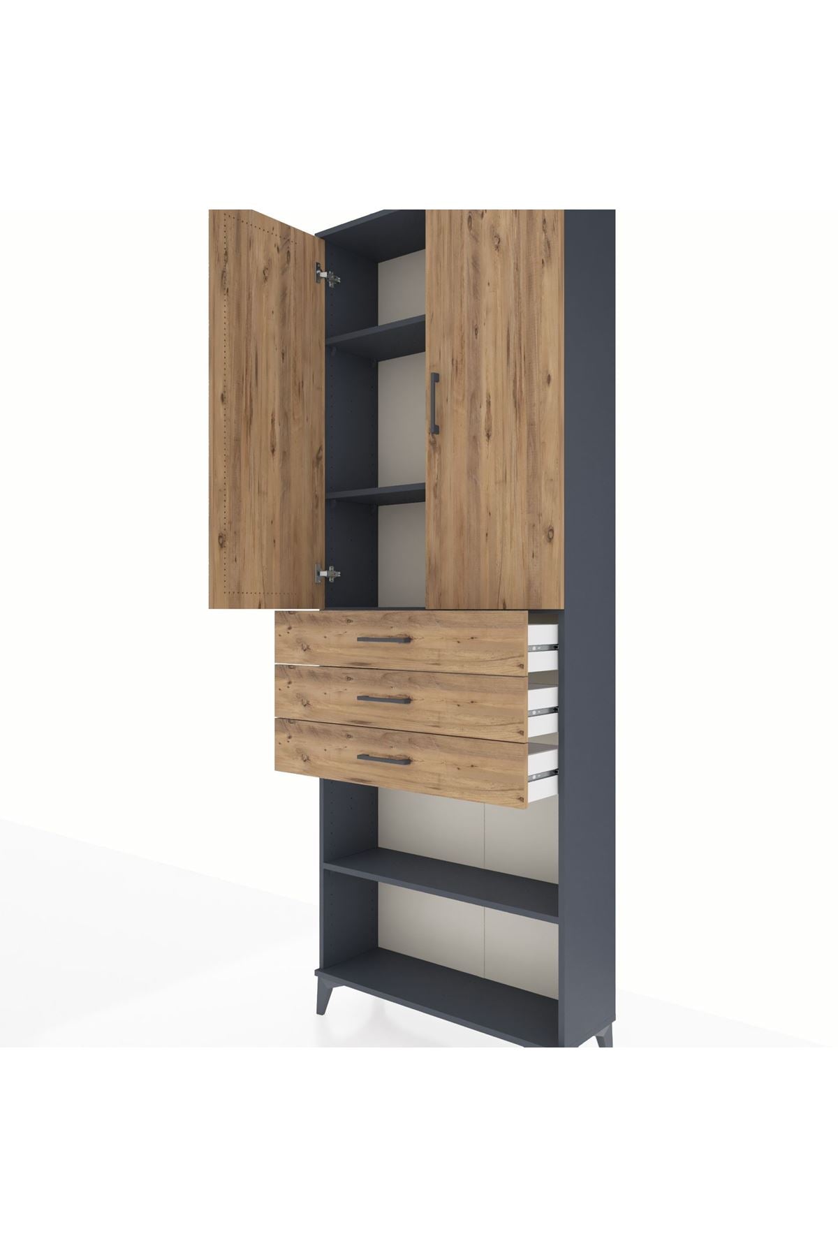 Arges Dolap 4 Raflı 3 Çekmeceli 2 Kapaklı 88x30x243 - S33M271V6A