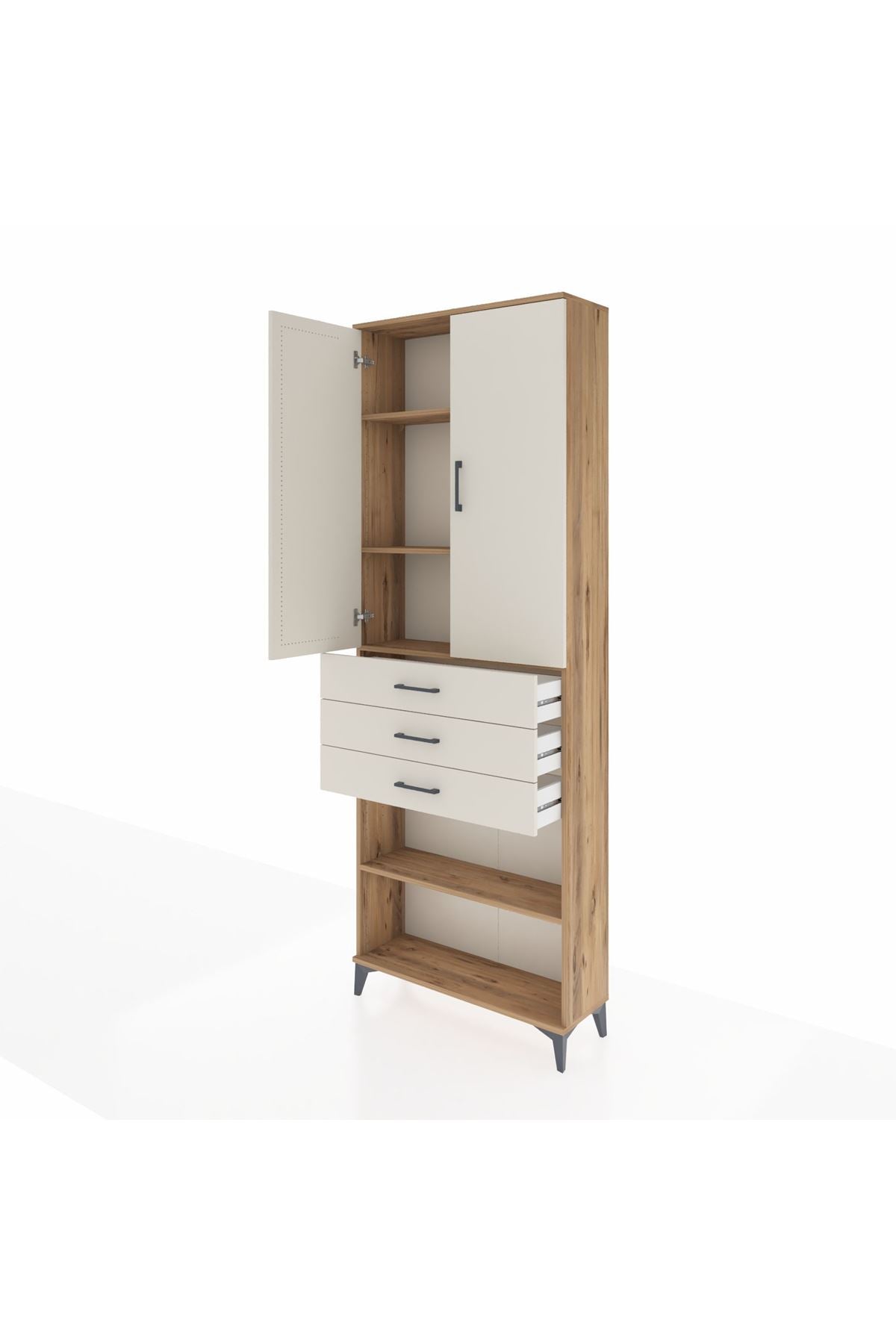 Arges Dolap 4 Raflı 3 Çekmeceli 2 Kapaklı 88x30x243 - S33M271V7A