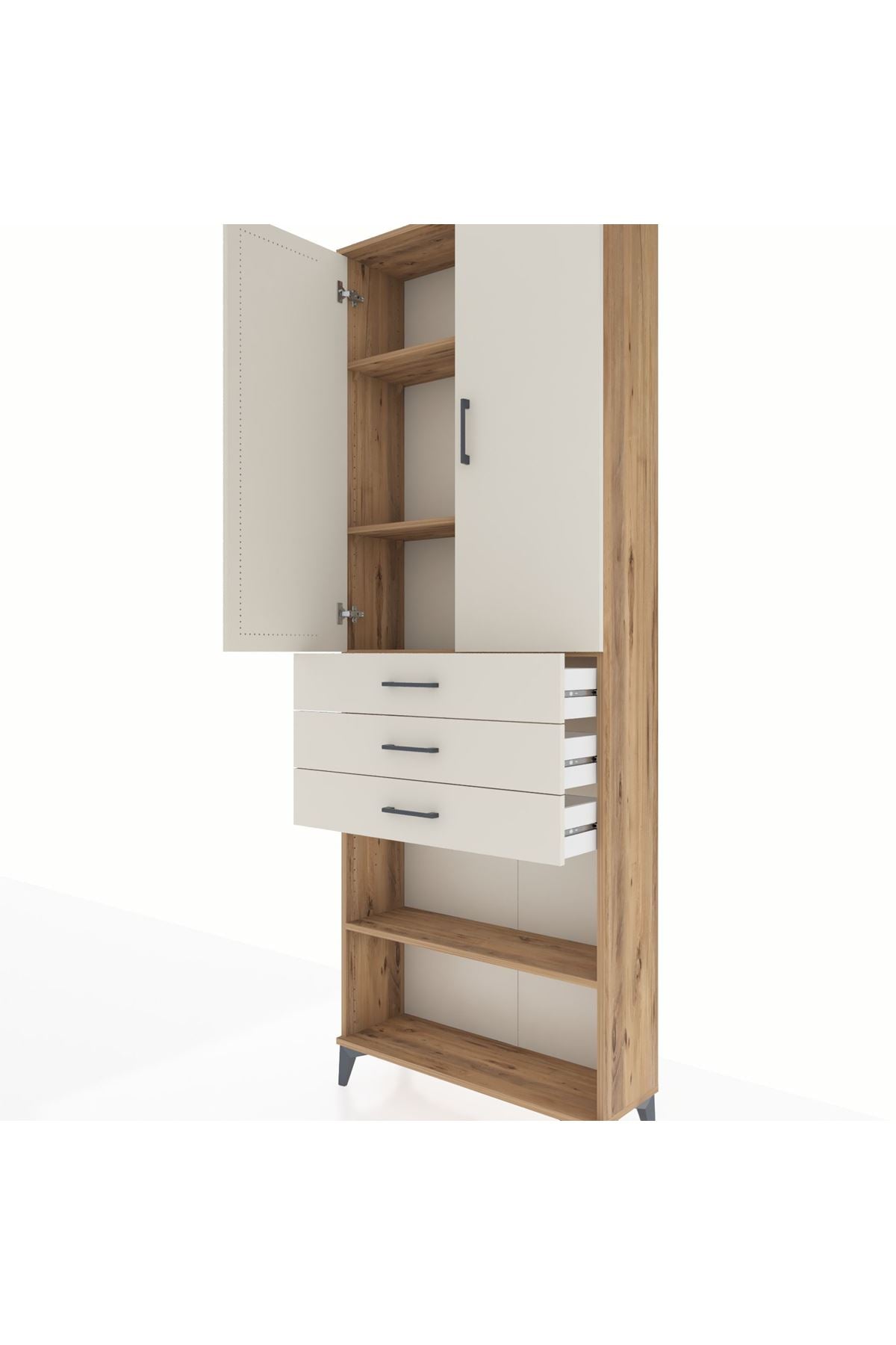 Arges Dolap 4 Raflı 3 Çekmeceli 2 Kapaklı 88x30x243 - S33M271V7A