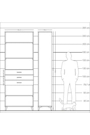 Arges Dolap 4 Raflı 3 Çekmeceli 88x30x243 - S33M272V5A