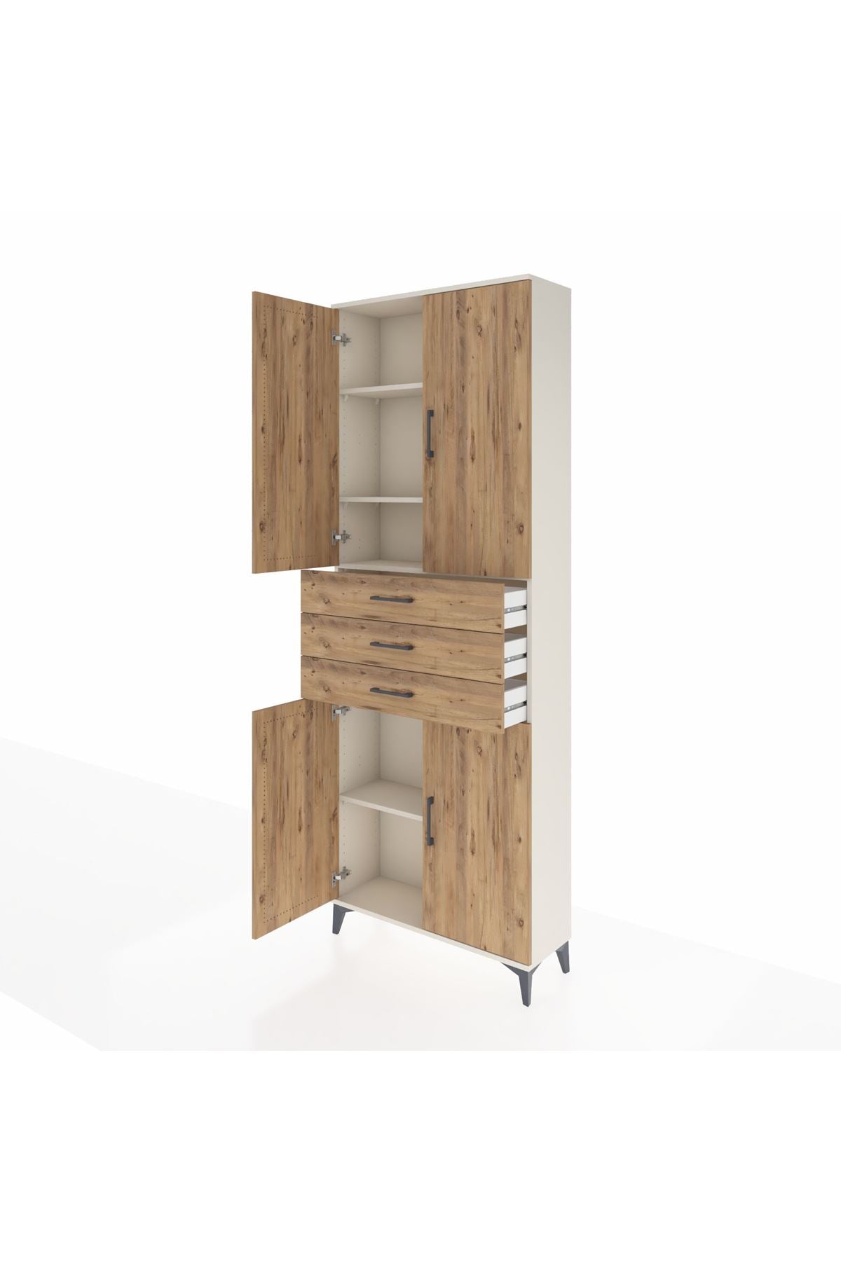 Arges Dolap 4 Raflı 3 Çekmeceli 4 Kapaklı 88x30x243 - S33M273V3A