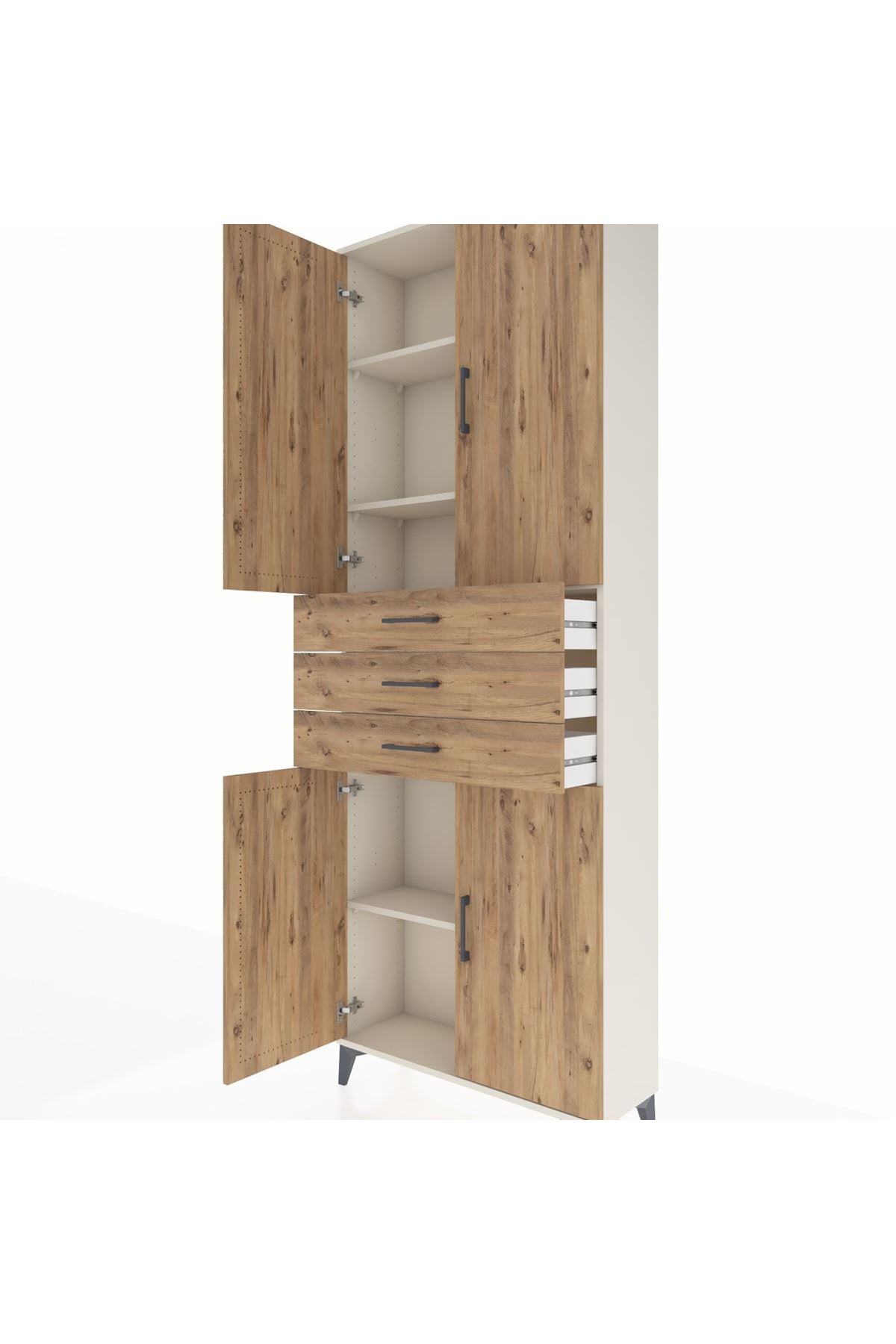 Arges Dolap 4 Raflı 3 Çekmeceli 4 Kapaklı 88x30x243 - S33M273V3A