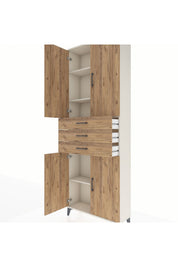 Arges Dolap 4 Raflı 3 Çekmeceli 4 Kapaklı 88x30x243 - S33M273V3A
