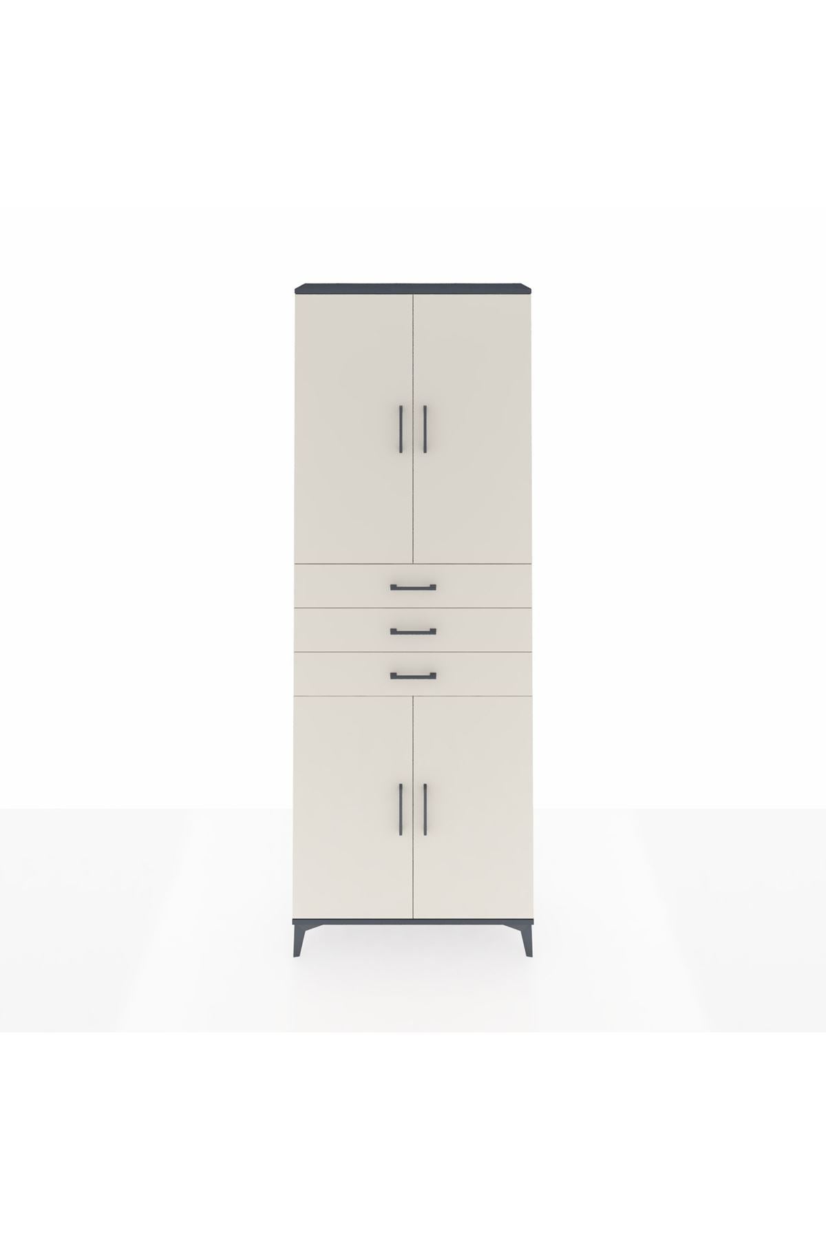 Arges Dolap 4 Raflı 3 Çekmeceli 4 Kapaklı 88x30x243 - S33M273V4A